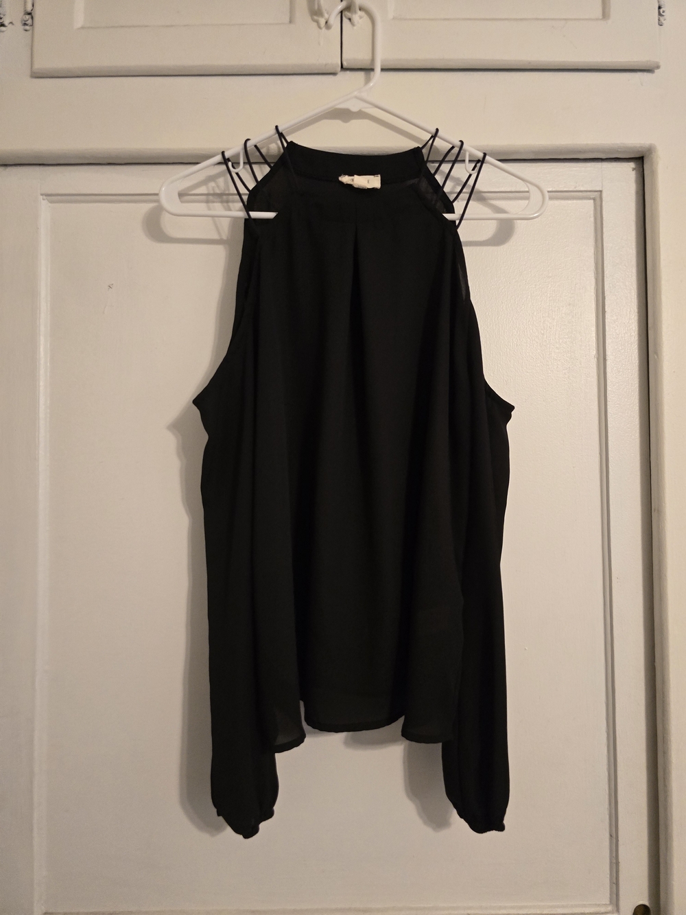 Chocolate Black Strappy Cold Shoulder Blouse